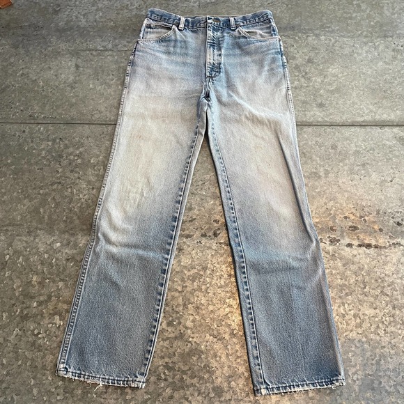 Wrangler Other - Vintage Wrangler USA Medium Light Blue Wash Distressed Denim Jeans Mens 30